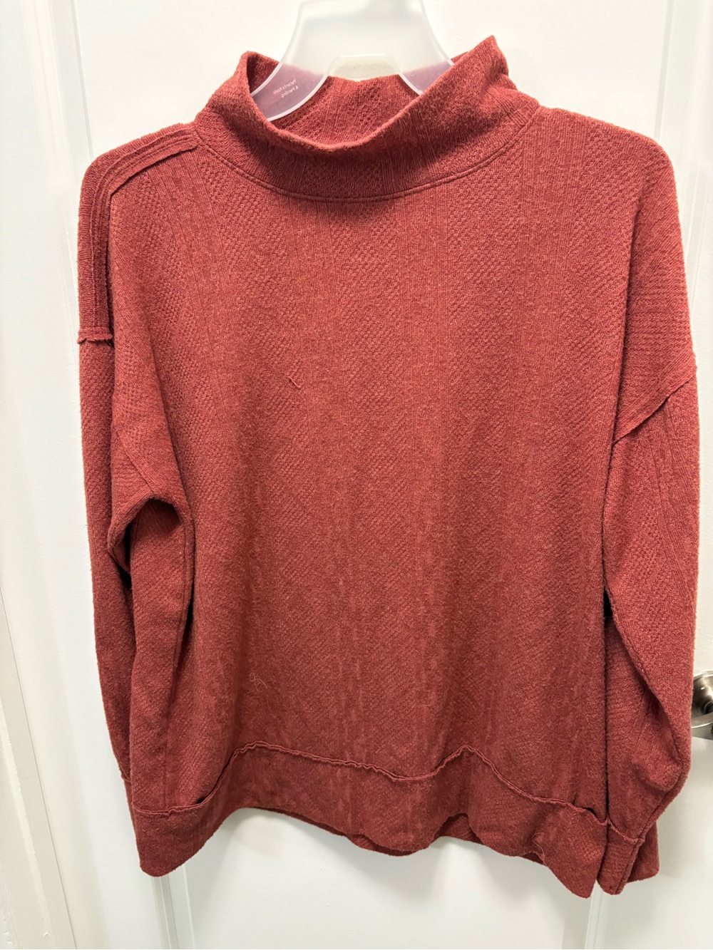 BKE Cozy Rust Textured Knit Funnel Neck Pullover Sweater XL EUC